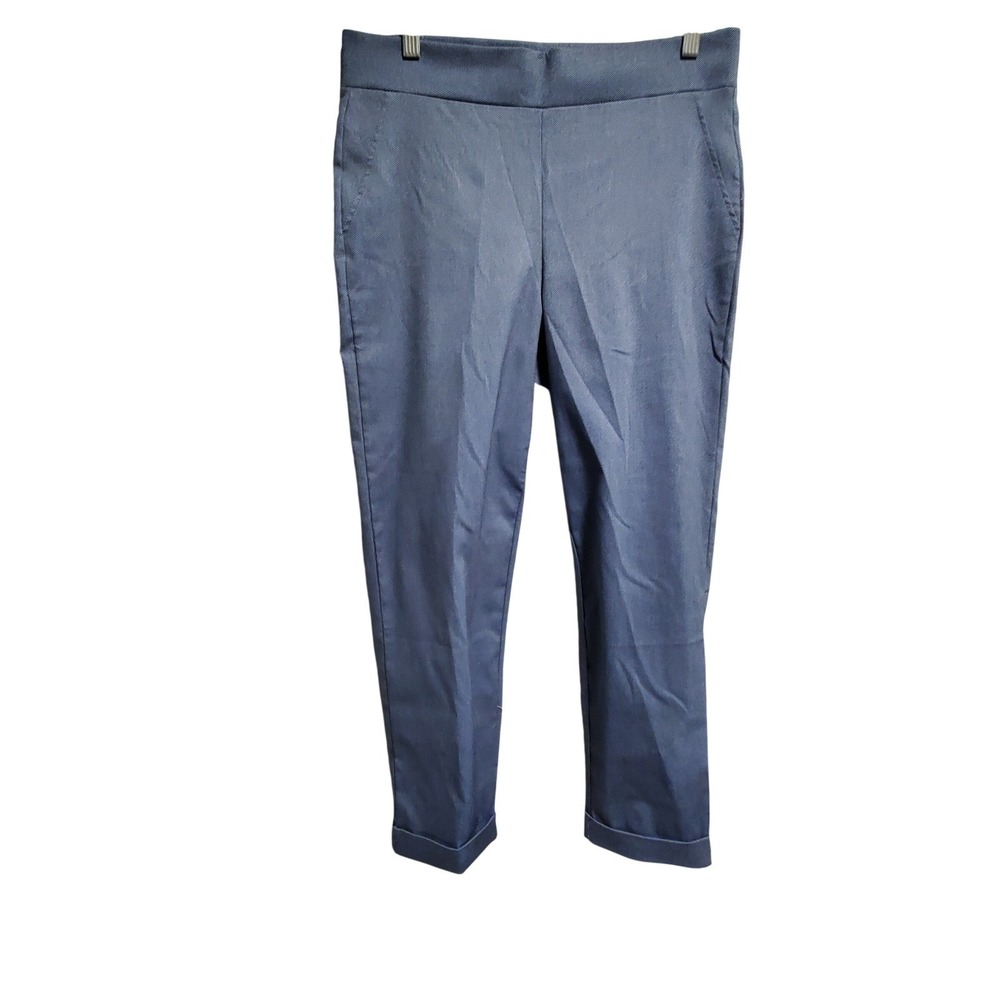 Berkley Jensen Womens Blue Micro Stripe Pull On Ankle Pants Cuffed BJBT02142M L